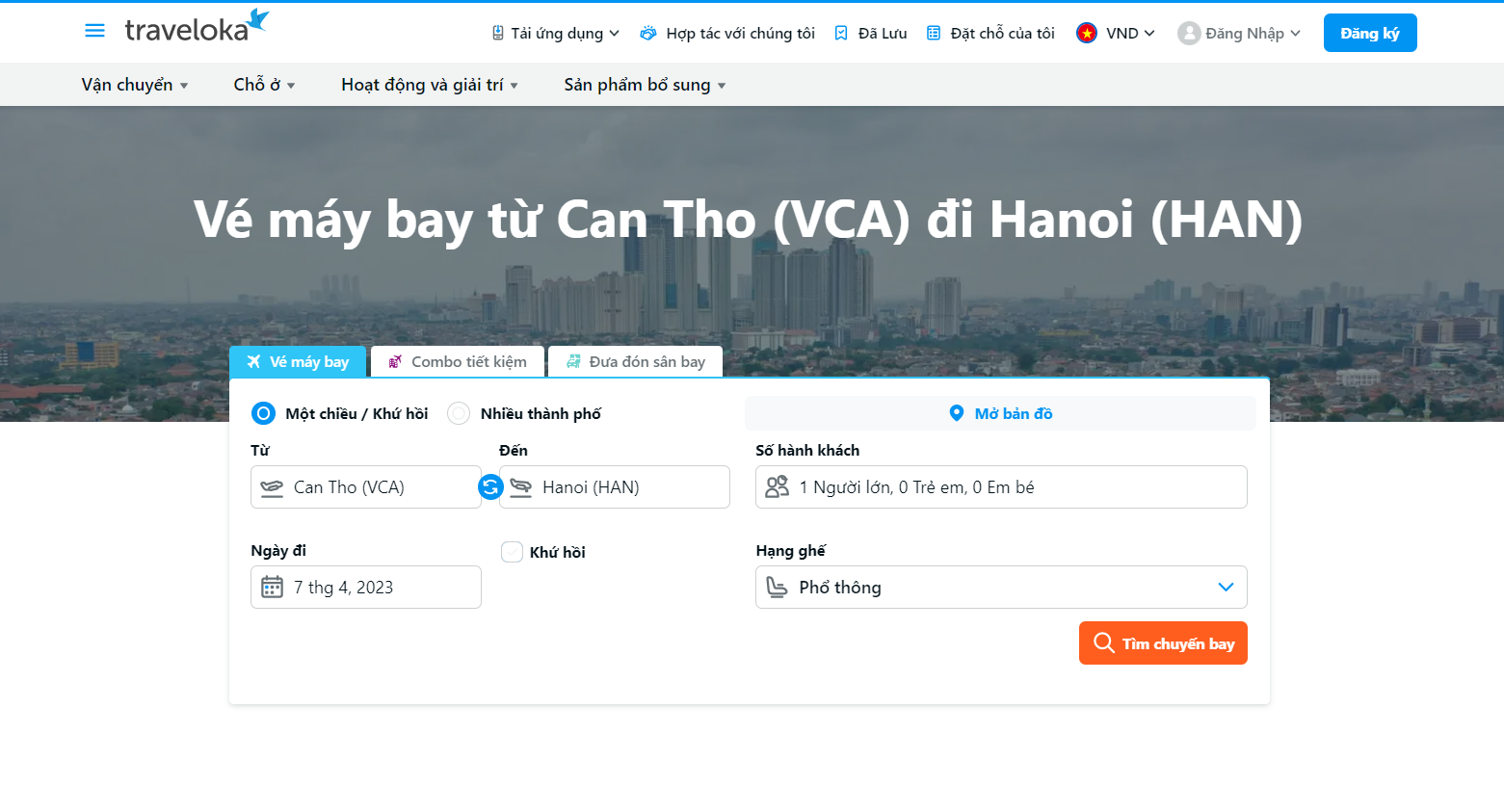 Traveloka đang là nền tảng đặt vé máy bay đi Hà Nội được ưa chuộng | Nguồn: Traveloka