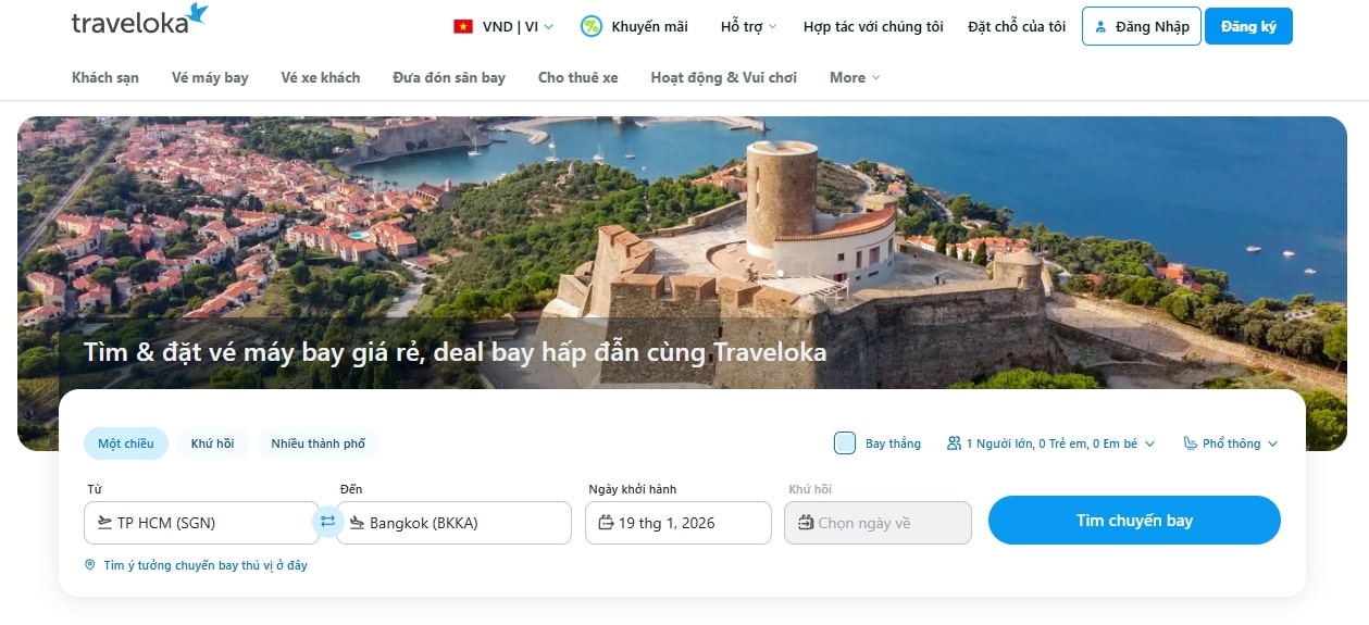 Đặt vé và tìm vé máy bay Vietnam Airlines trên Traveloka